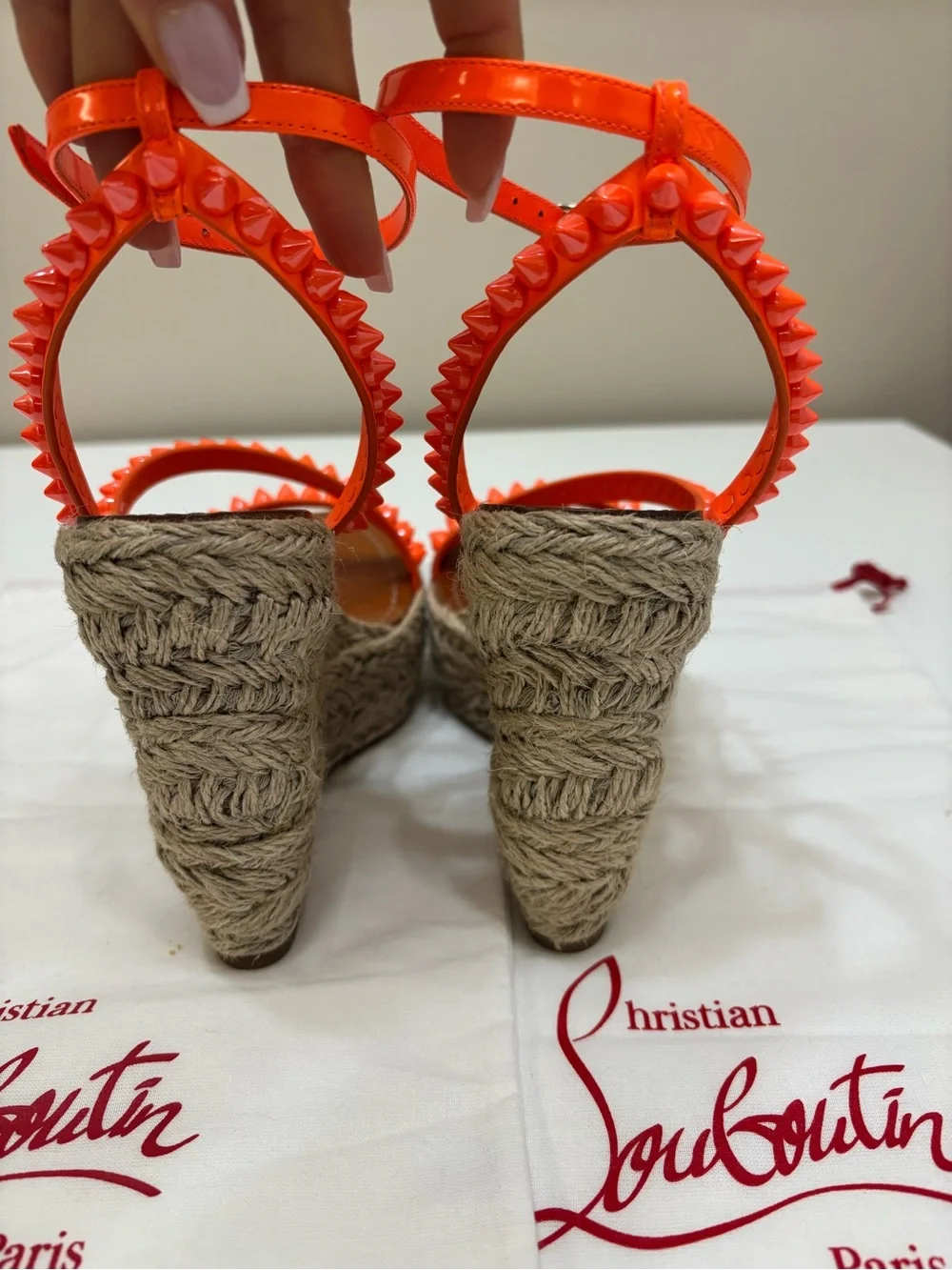 🧡 Christian Louboutin Pyraclou 110mm Espadrille Wedge Sandals